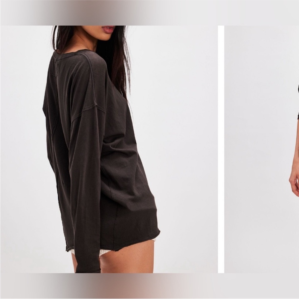 NWOT Free People We The Free Nina Long-Sleeve Tee - black - XS, Small - Picture 6 of 11